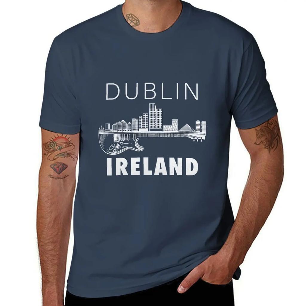 Dublin Ireland Souvenir Guitar Music Dublin T-Shirt boys whites korean fashion street wear shirts men