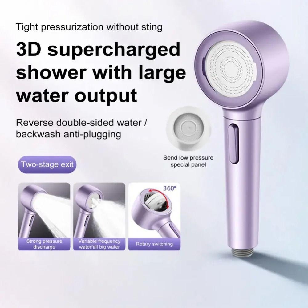 Detachable Handheld Shower Head 3-Speed Adjustable Anti Blocking High Pressure Shower Large Flow Rainfall