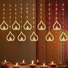 Diwali Usb Curtain String Lights Hanging Diya Ring Ornaments 8 Modes Window Curtain Light Home Mandir for Muslim Holiday Decor