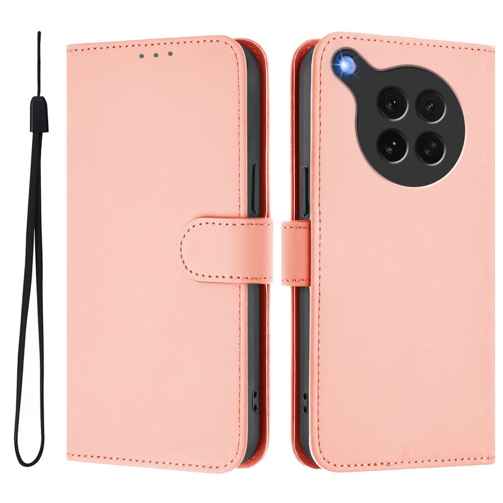 For Oppo Find X8s 5G Case Solid Color Wallet Leather Phone Cover with Strap