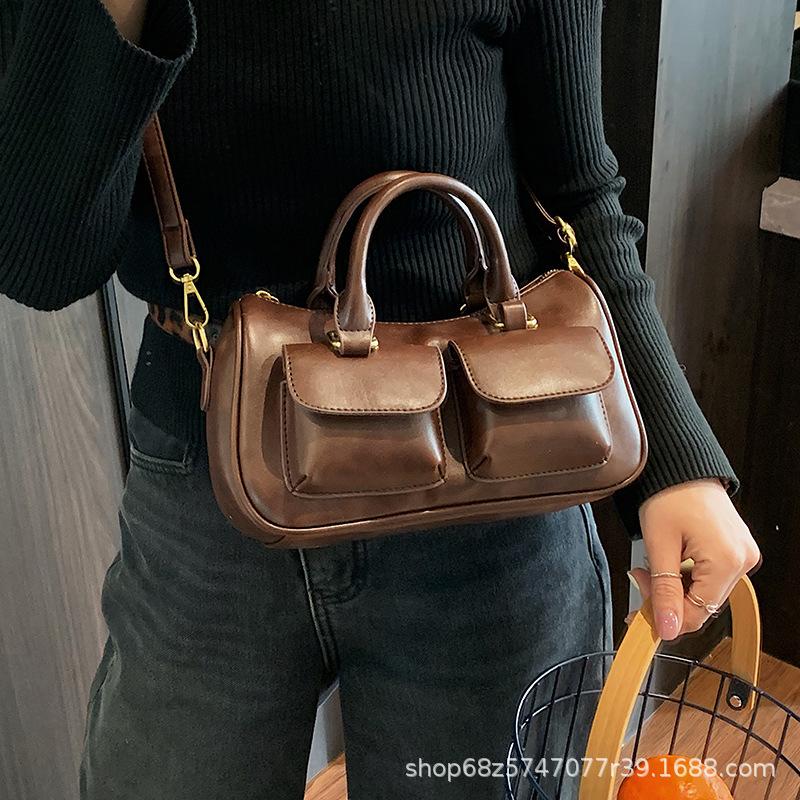 Трендовая взрывная корейская ретро сумка-боулинг высокого класса, модная дорожная сумка в зарубежном стиле через плечо, сумка-подушка для женщин