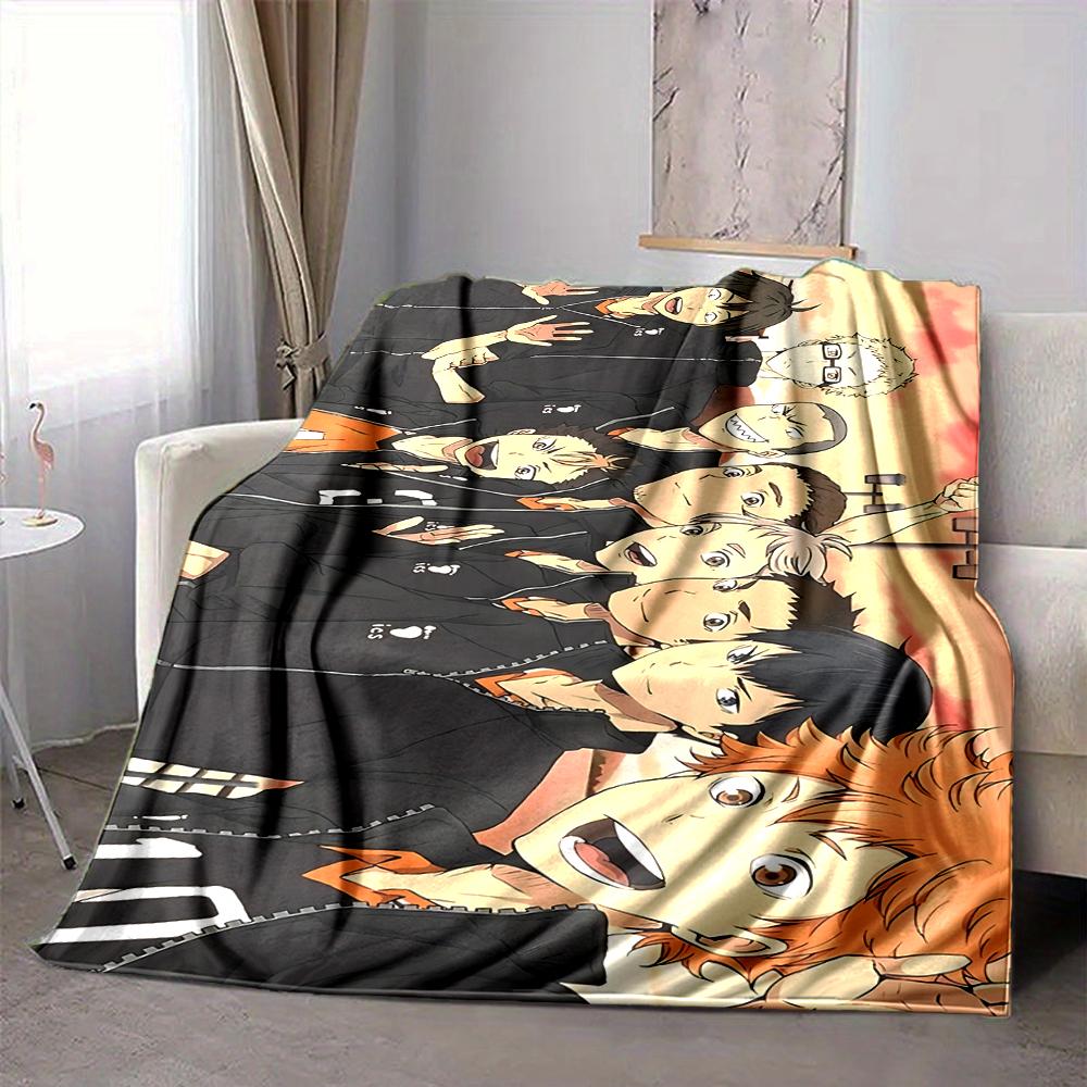 1Pc Haikyuu Team Spirit Flannel Blanket, Soft And Comfortable, Casual Warm, Camping Travel, Christmas, Halloween Xmas Gift S1234