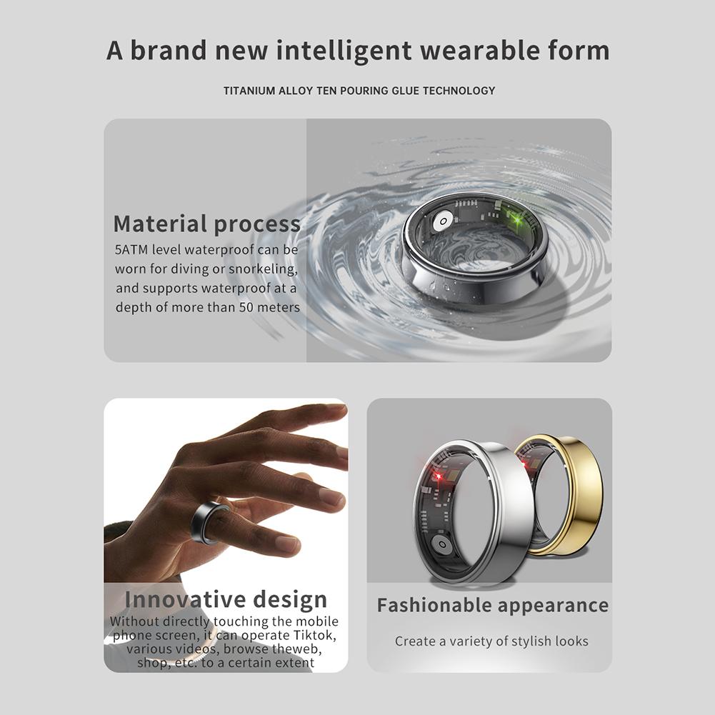 Смарт-кольцо SACOSDING, титановые смарт-кольца военного класса, водонепроницаемые, для здоровья, отслеживания сердечного ритма, кислорода в крови, многоспортивные режимы