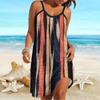 Beach Wear Mini Dress Print Premium Graffiti Patchwork Camisole Skirt Casual Modern Dress Sleeveless Loose Fit Outdoor Daily Summer