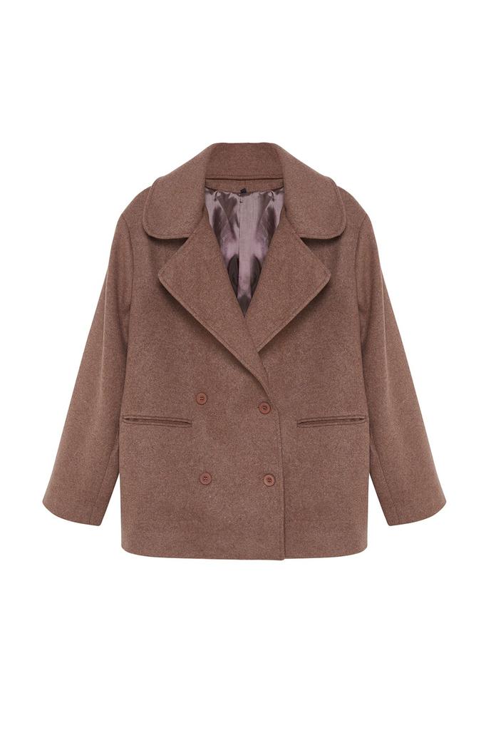 Women's Plus Size Coat Mink Regular Fit Double Breasted Closure Wool Blend Cashmere Coat