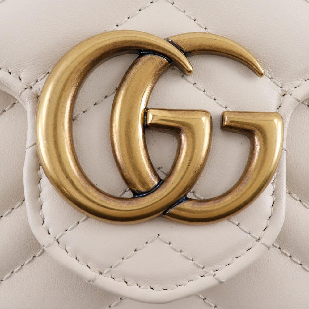 Gucci Кошелек на цепочке GG Marmont 474575 Цепочка на плечо 2-сторонний клатч Белая телячья кожа Женский Б/У