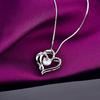 Romantic Double Heart Shaped Pendant Necklace Exquisite Bride Wedding Statement Jewelry for Women