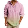 Men's Hooded T-shirt Gradient Color Cotton And Linen Men's Casual Long-sleeved Top