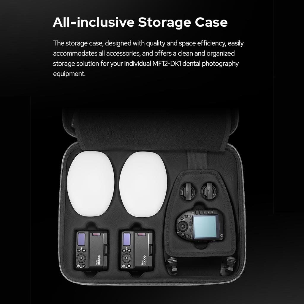 Комплект макровспышки GODOX MF12-DK1, включающий 2 выносные TTL-вспышки MF12 + 1 триггер вспышки + 8