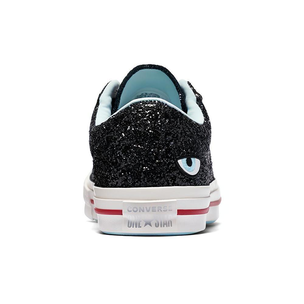 Converse Womens One Star Low Top 'Glitter' (women's sizes) Black / Glacier Blue / White Skate Shoes 562024C