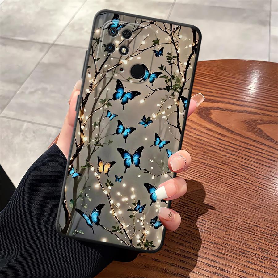 Black Soft Phone Cover Case for Xiaomi Redmi A1 A2 Plus 10 9 14C 13C A3 A4 12C K40 K80 Pro A5 Cartoon Butterfly Pattern