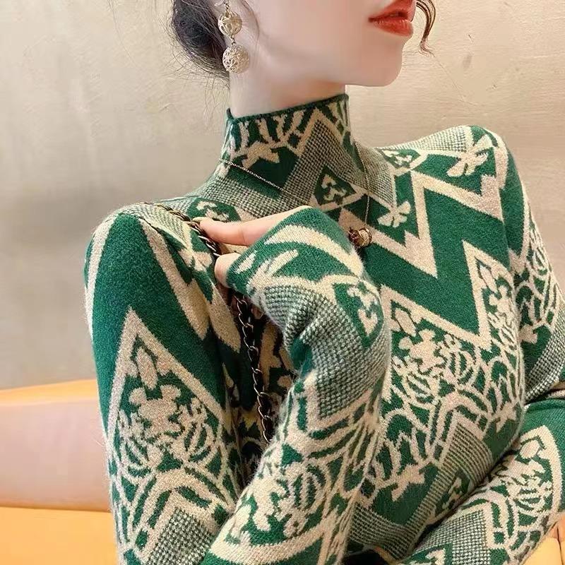 Пуловер с полувысоким воротом, вязаный базовый свитер, женский осенне-зимний новый облегающий модный вязаный свитер