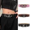 Y2k Style PULeather Belt with Cross Metal Buckle Trendy Waistband for Jeans and Pants
