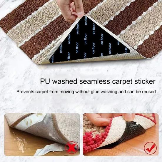 8 шт. противоскользящие фиксирующие наклейки, клейкие накладки для ковриков, треугольные/трапециевидные, многоразовые, предотвращают скольжение