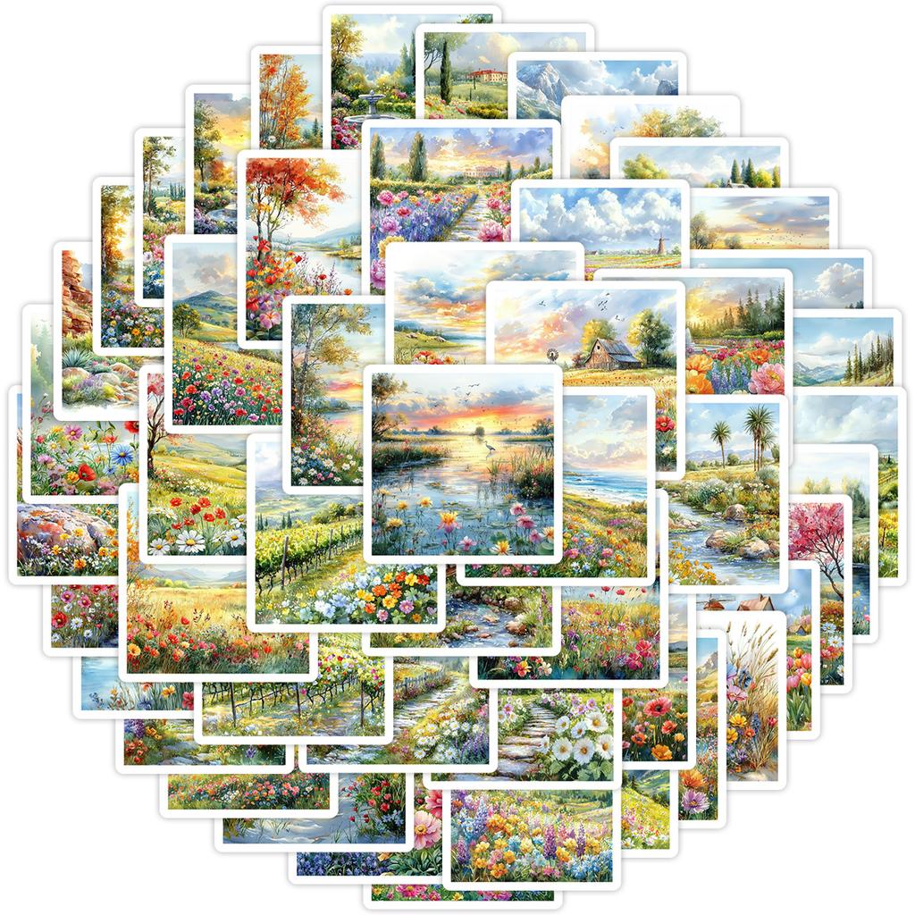 50 Акварельных Весенних Мечтаний Граффити Наклеек Водный Стакан Мобильный Телефон Компьютер Водонепроницаемые Декоративные Наклейки DIY Наклейки