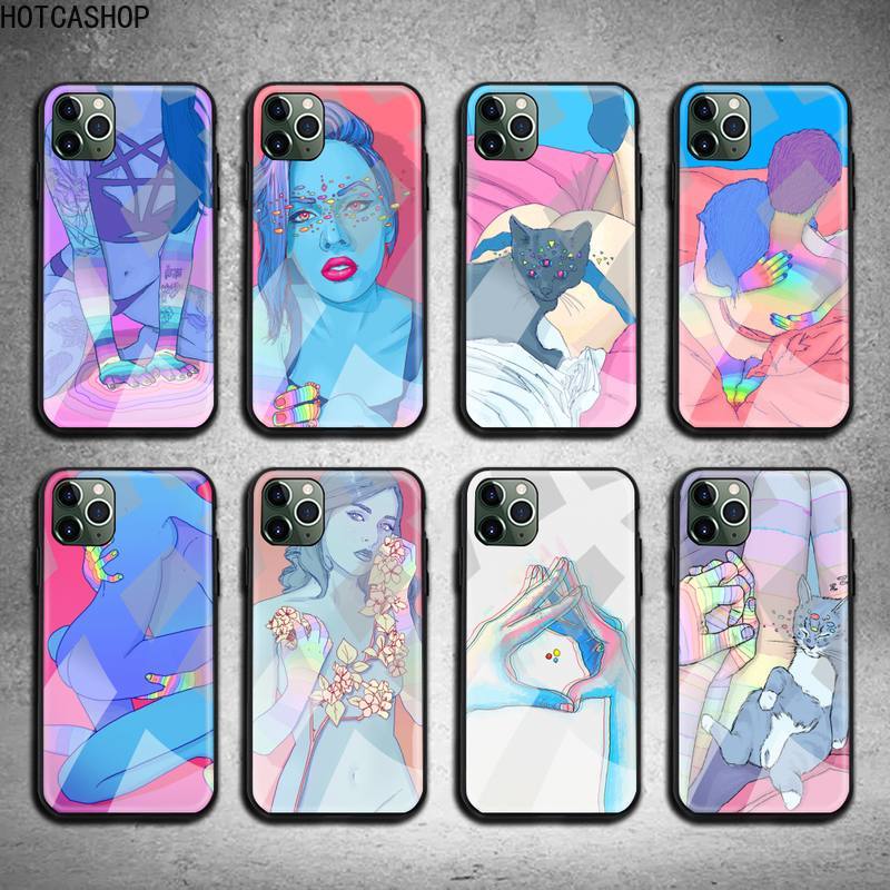 Чехол для телефона Digital Art Love Trippy psychedelic из закаленного стекла для iPhone 12 pro max mini 11Pro XR XS MAX 8X7 6S 6 Plus SE чехол