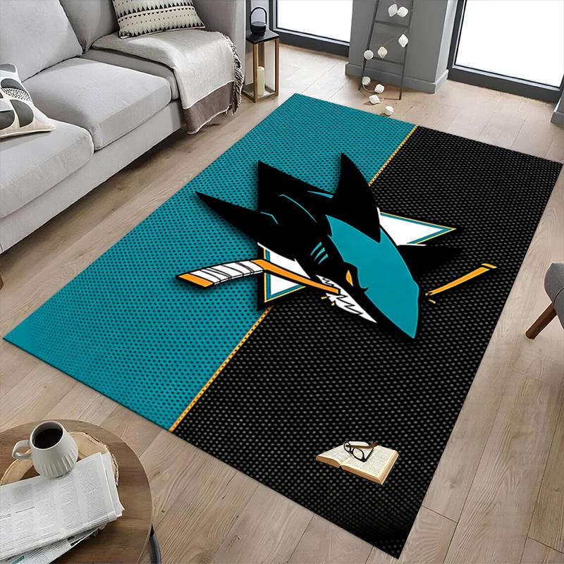 San Jose Sharks Logo Carpet For Playroom Bedroom Living Room Sofa Home Decorkids Game Area Rug Nonslip Floor Mat