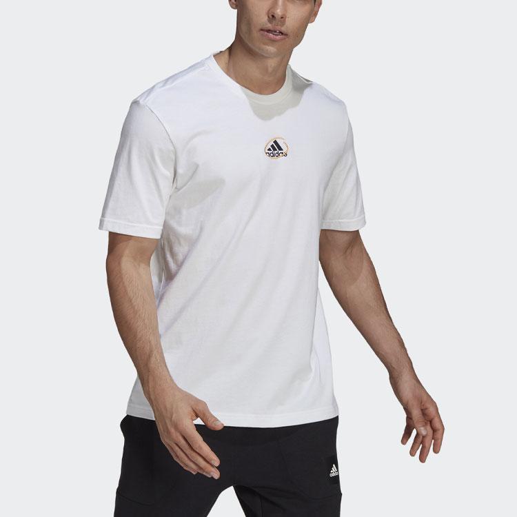 Adidas T Shirts Men's White Crew Neck Moderate Straight Fit GN6860