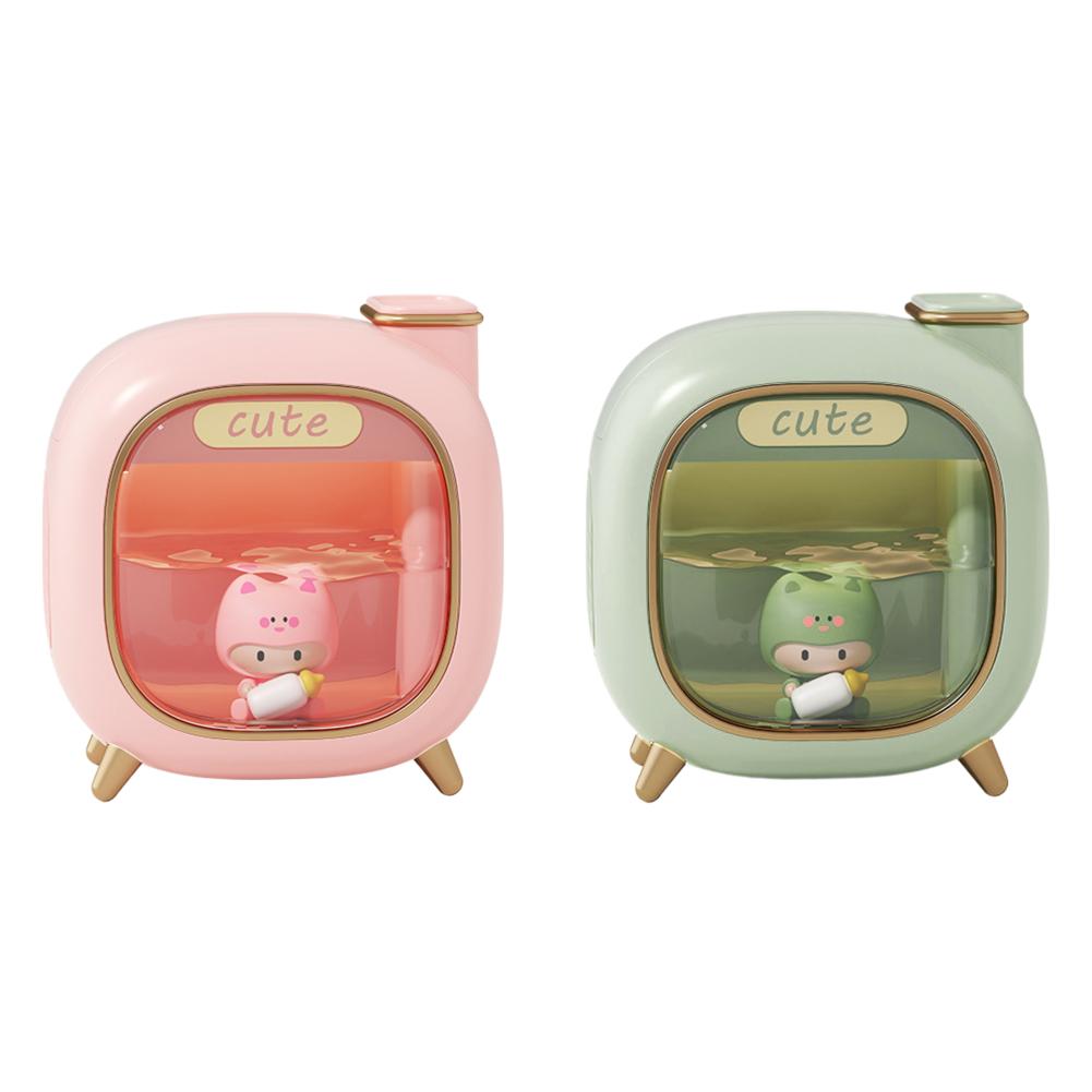 T0# Cute Humidifier USB Rechargeable Double Spray Bedroom Night Light (Pink)