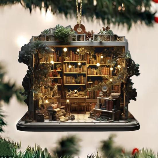 8 шт. Рождественский книжный магазин Украшение для рождественской елки 2D Плоский акриловый книжный магазин Декор