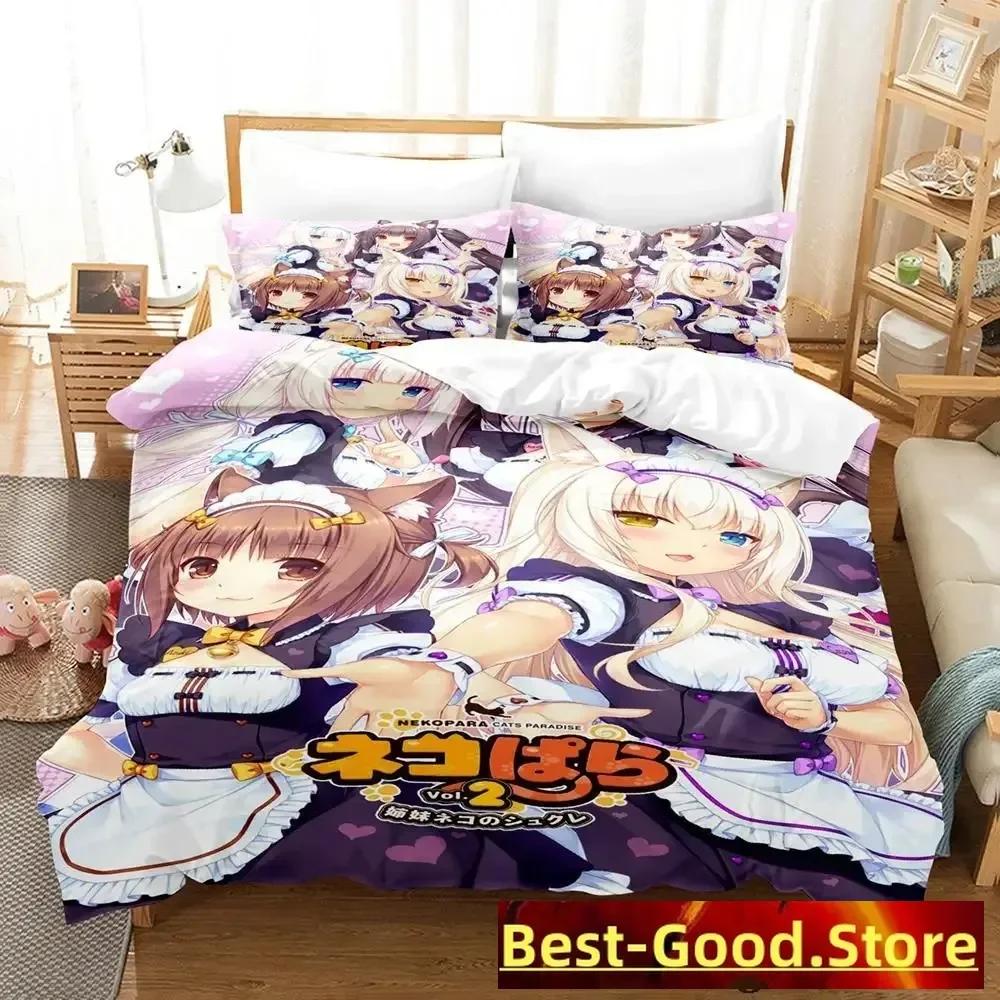 Постельное белье Nekopara Односпальное Полуторное Двуспальное Евро Размер Кинг-Сайз Комплект Постельного Белья Взрослый Детская Спальня Комплекты Пододеяльников Аниме Постельное Белье Кровать