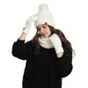 4 Pcs/Set Women Winter Hat Scarf Gloves Socks Set Thick Plush Knitted Warm Cap Gloves Elastic Ear Windpr