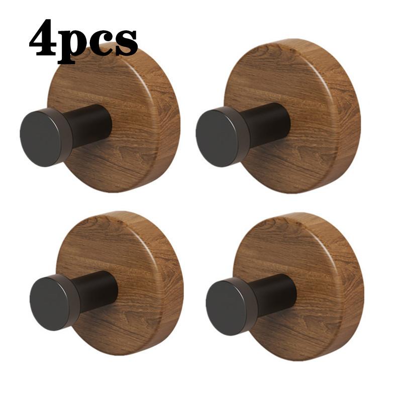 4/1pcs Wall Wood Hook Self-adhesive Walnut Hanging Hanger Bathroom Wall Hook Coat Storage Rack Home Towel Key Decor Kitchen Hook