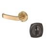 Kawaguchi Giken J-Lever Door Lock, Round Base, Residential Indoor Lever Handle, 65mm Backset, JL-24-2M-SG, Satin Gold