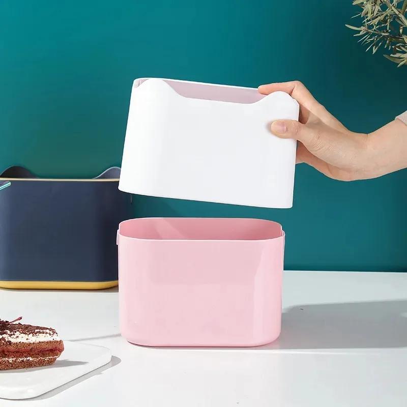 Мини-настольный мусорный бак с крышкой Стол для мелкого домашнего мусора Чистый мусор Хранение мусора