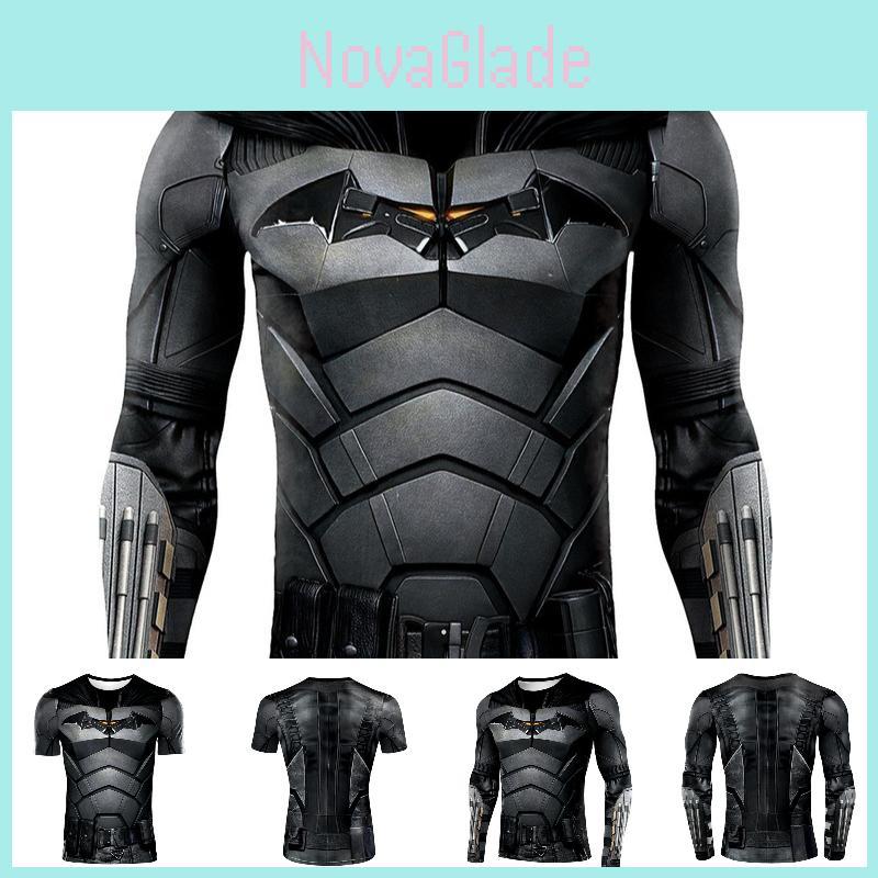 Durable Black Polyester Batman Cosplay Tee For Sports And Fitness