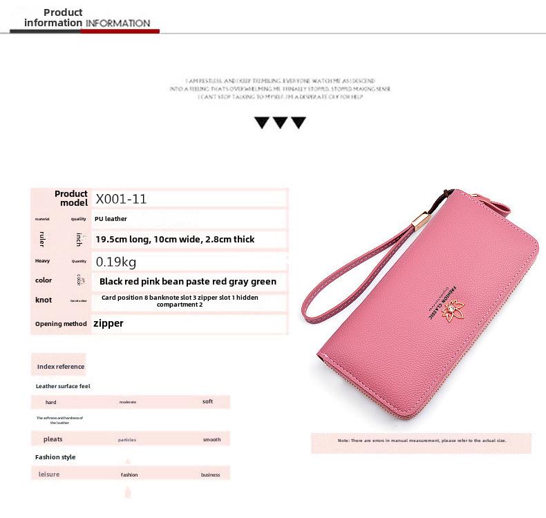 Women's Fashion Long Zipper Wallet - Large Capacity Clutch with Litchi Pattern and Mobile Phone Pocket