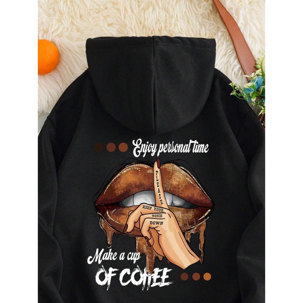 Make A Cup Of Coffee Dirty Little Secret Printing Sweatshirt Womens Soft Hooded Warm Fleece Hoodies Oversize Streetwear