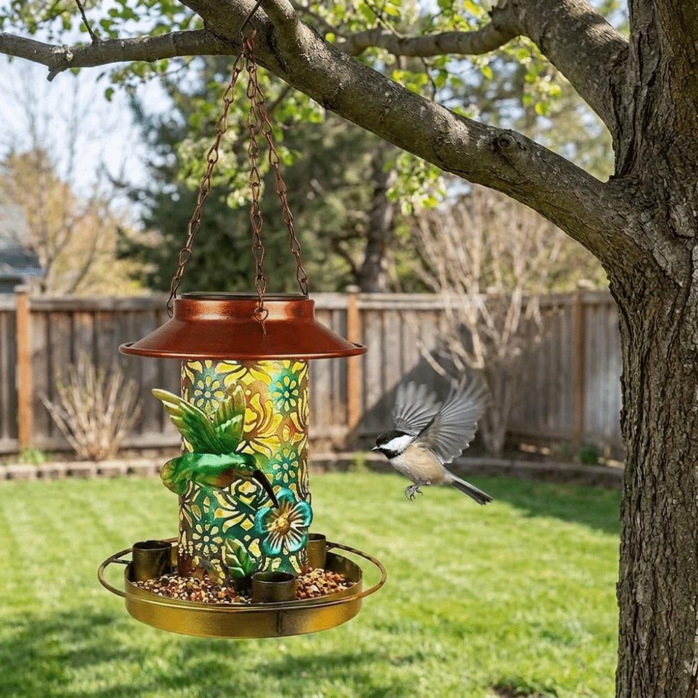 Solar Powered Solar Bird Feeder Waterproof Bird Water Dispenser Creative Hanging Bird Feeder Patio