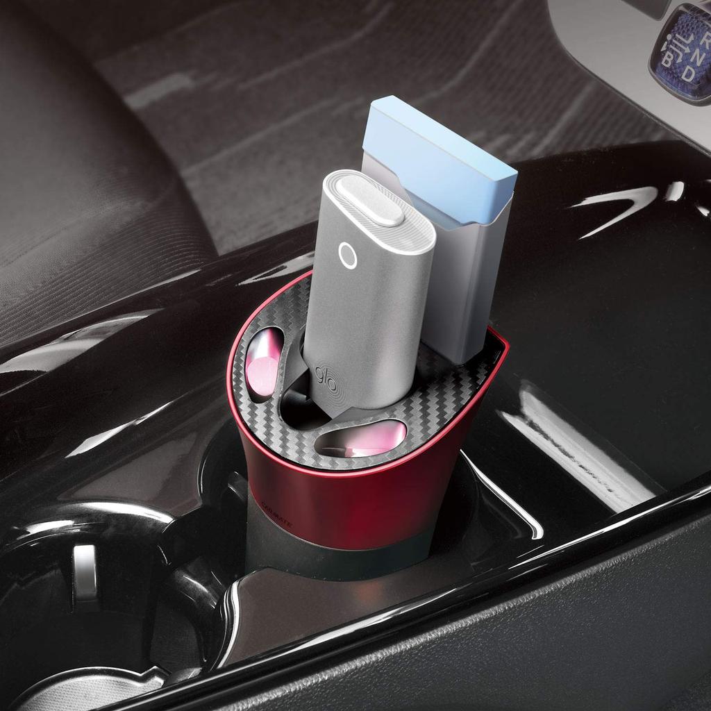 Carmate DZ512 Автомобильная пепельница, Специальный держатель для Gro для зарядки и контейнер для окурков, Стиль карбон, Красный