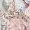 Fairy Bowknot Vest Bag Large Capacity Canvas Tote Bag Casual Floral Plaid Shoulder Bag  Outdoor