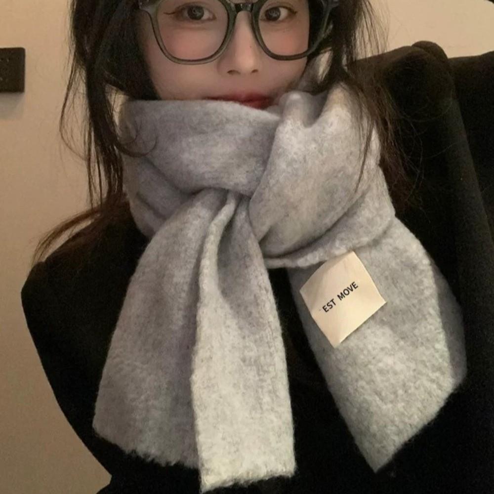 Solid Color Neck Warmer Thickened Winter Scarf Fashion Warm Scarf Winter