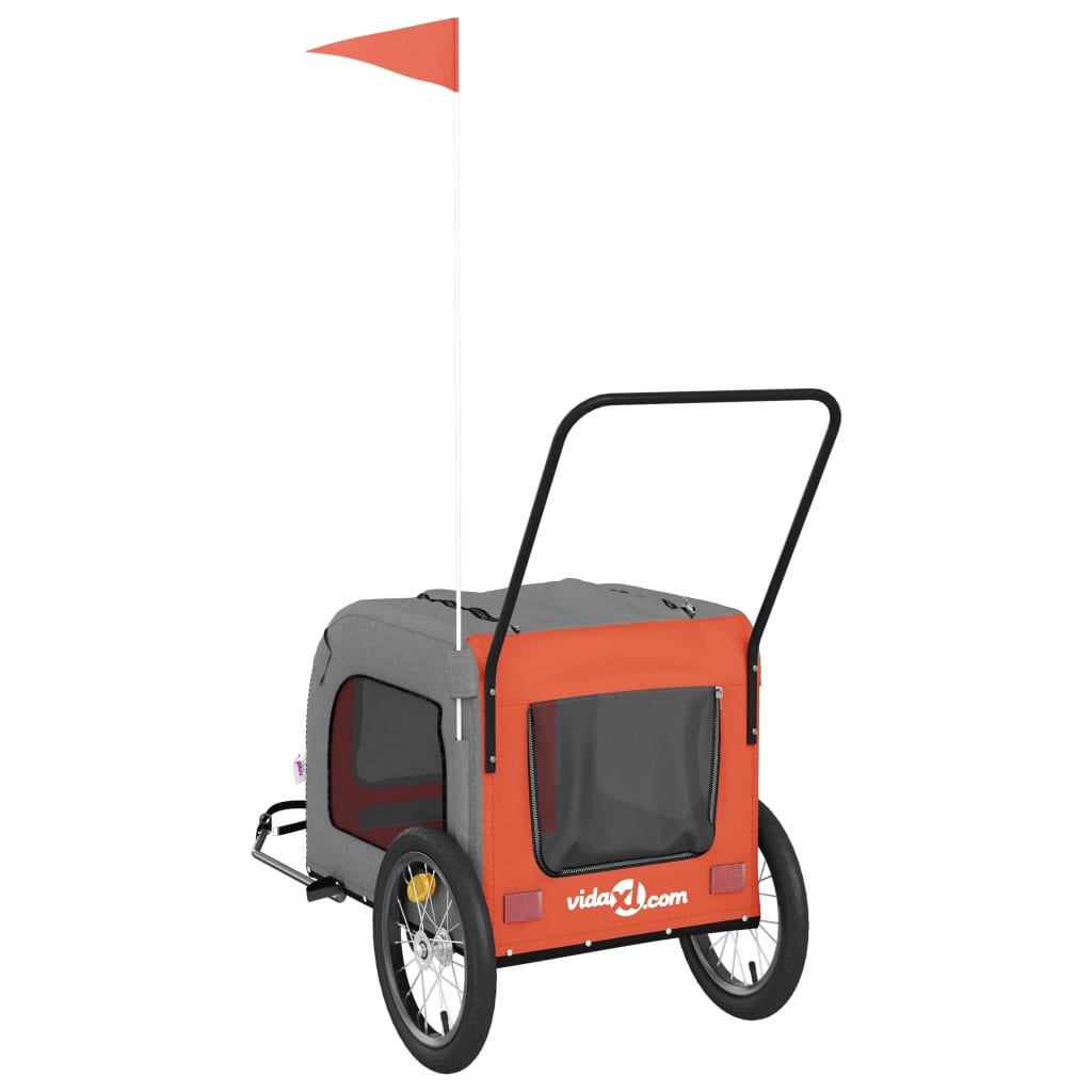Bicycle Trailer for Dogs Orange and Grey Oxford Fabric and Iron