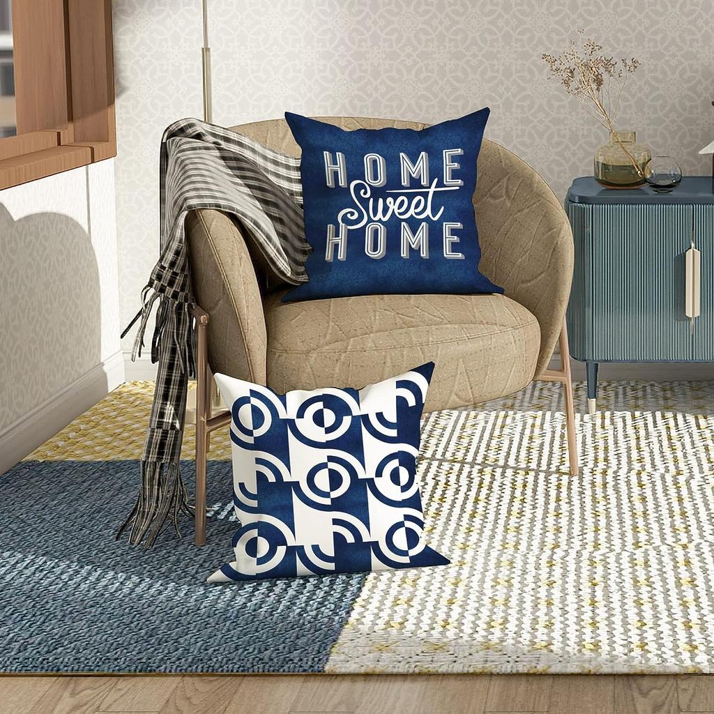 Funda De Almohada Azul Marino Para Decoracin De Sof Y Exteriores, Funda De Almohada Corta De Felpa, Funda De Almohada De