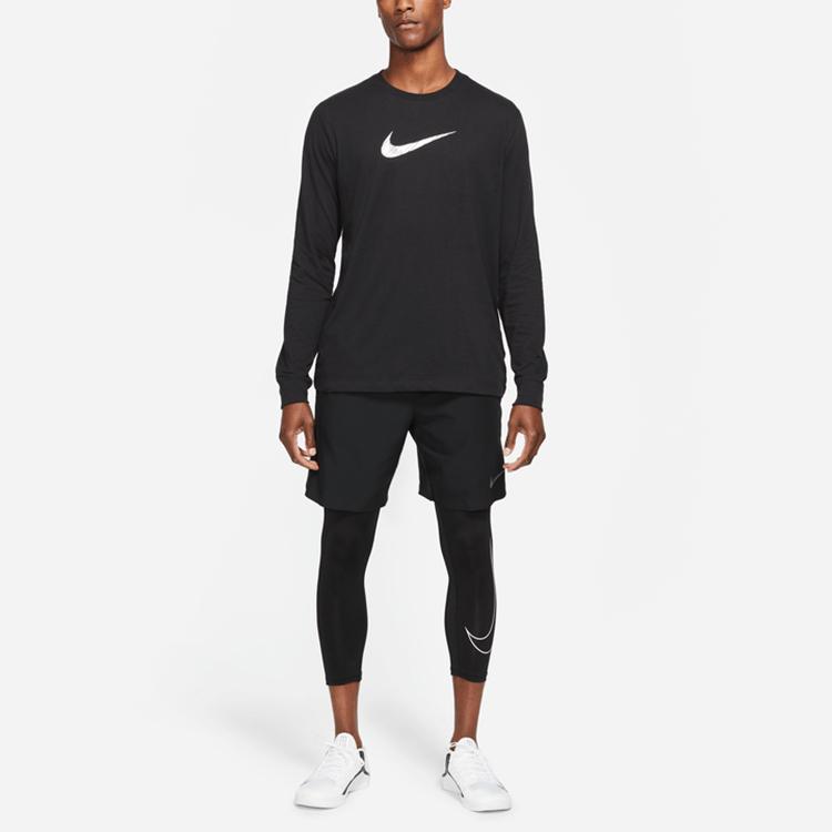 Nike Dri-Fit Футболка с круглым вырезом и буквенным принтом с логотипом, мужские топы, черные DH0714-010