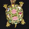 Tortoise Brooch Rhinestone Faux Crystal Colorful Turtle Pin Brooch Lapel Pins Vintage