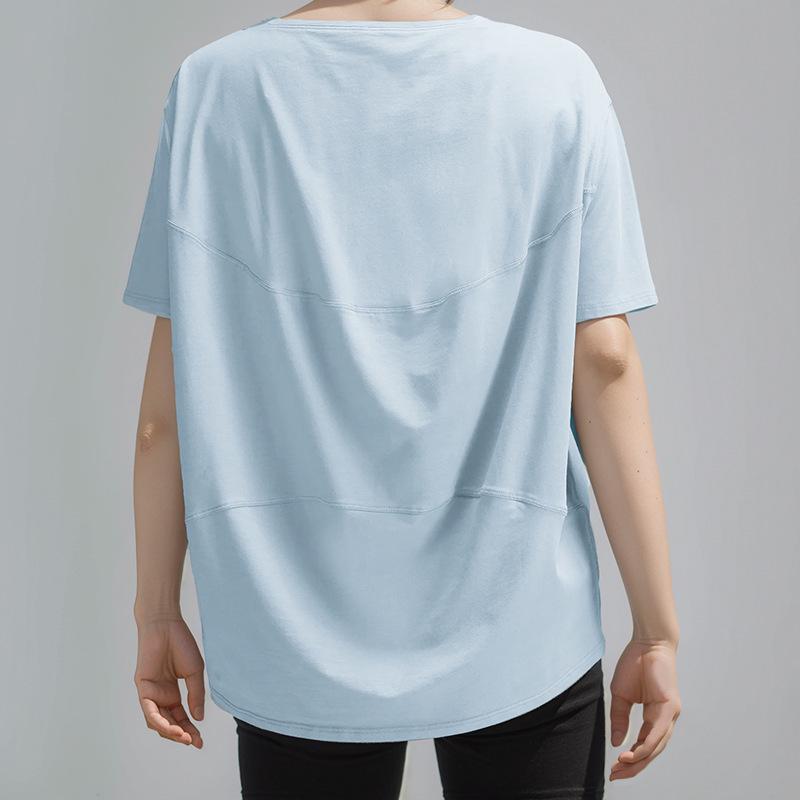 Женский летний ледяной нейлоновый топ для йоги - Защита от солнца, Дышащий, Высокая эластичность, Свободный крой, Удобный короткий рукав для фитнеса