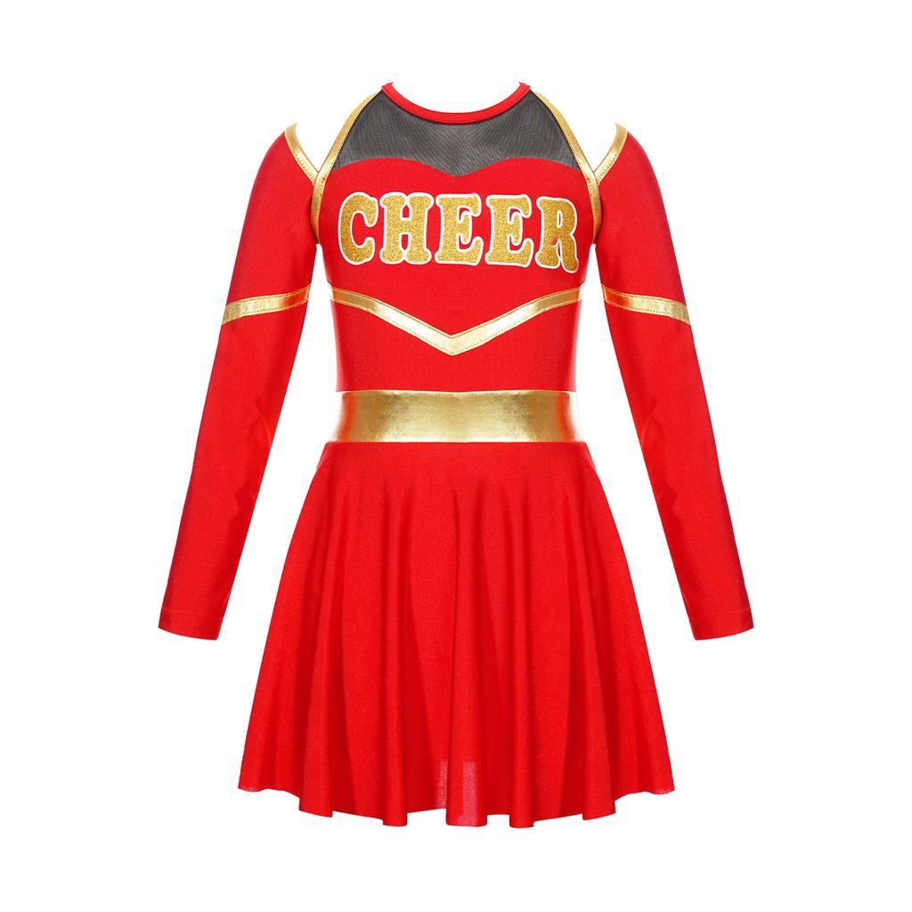 Girls Figure Skating Gymnastics Costume Modern Jazz Ballet Dancewear Pathwork Dress School Sport Meeting Cheerleading Uniform