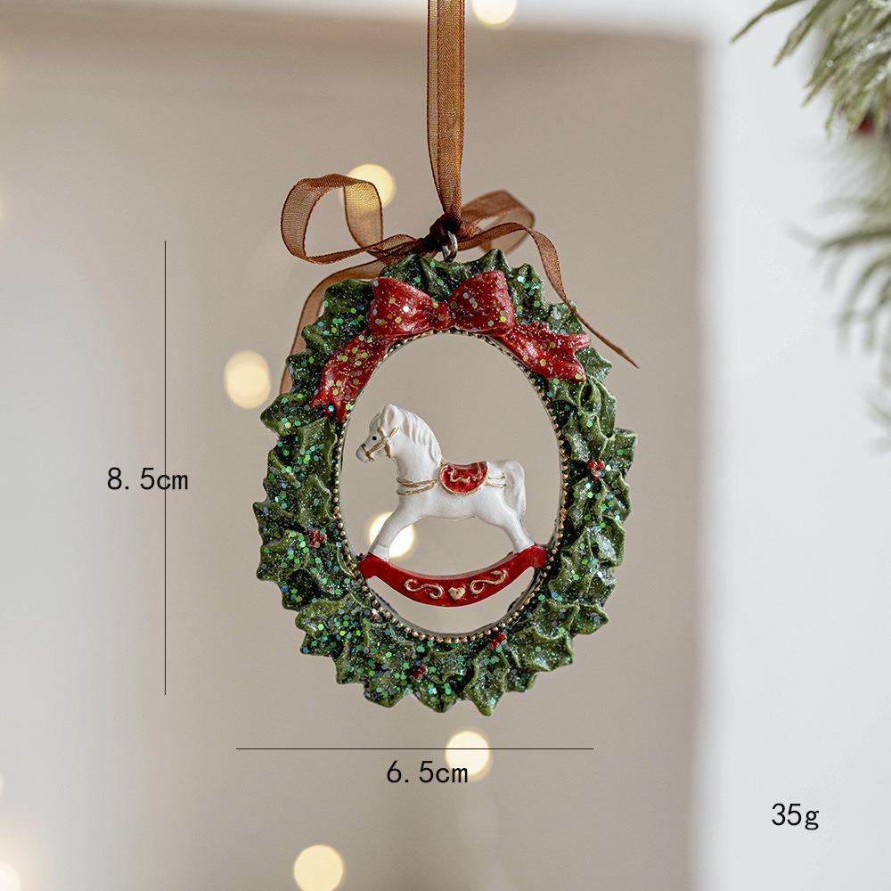 Resin Christmas Tree Decoration DIY Decor Painted Ornaments Christmas Resin Pendant New Year Party
