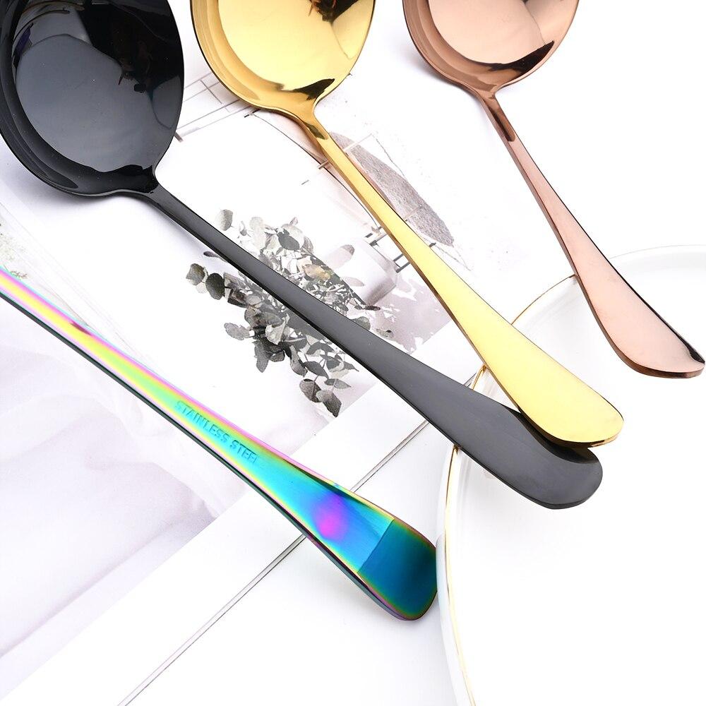 JANKNG Rainbow Tableware Stainless Steel Service Set Soup Spoon Salad Fork Cakecutter Dinnerware Set Dinner Kitchen Flatware Set