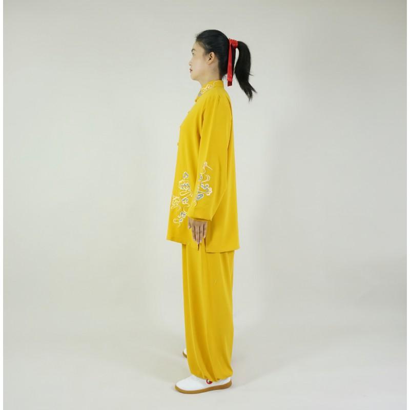 Tai Chi Uniform Martial Arts Practice Unisex Chinese Style Cloud Embroidery Mens Sportswear