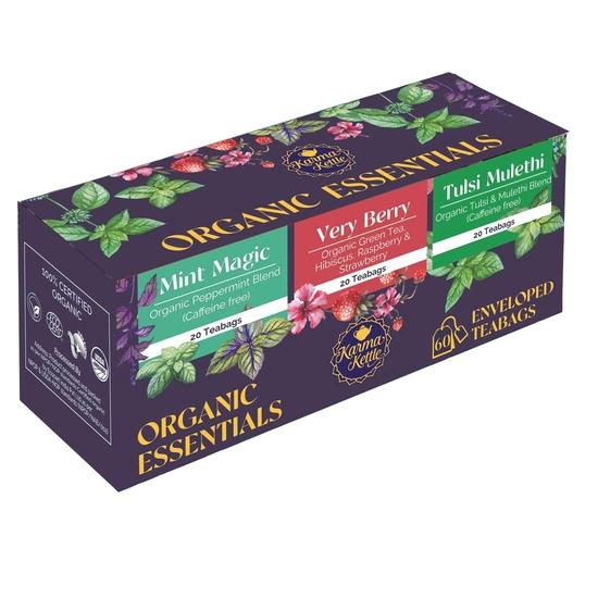 Karma Kettle Organic Essentials 60 Staple Free Double Chambered Teabags