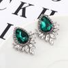Атмосферные модные серьги-капли, модные серьги-гвоздики с изумрудным блеском и бриллиантами, ювелирные изделия, аксессуары для одежды