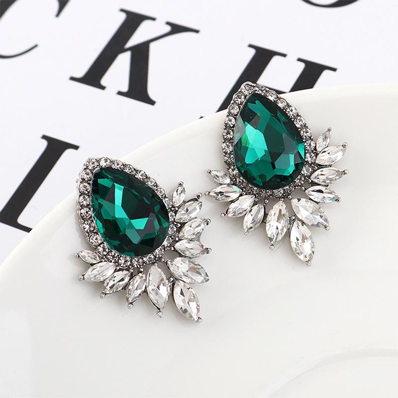 Атмосферные модные серьги-капли, модные серьги-гвоздики с изумрудным блеском и бриллиантами, ювелирные изделия, аксессуары для одежды