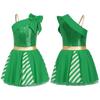 Girls Christmas Costume Sequins Striped Tutu Dress Sleeveless for Xmas Party Dance Performance