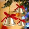 Рождественские украшения Колокольчики Маленькие металлические ornaments С бантами Рождественский венок Золотые колокольчики Для дома Офиса Школы Балкона Входа